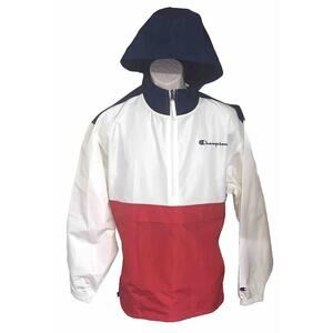 Champion Mens Medium Vtg 1990s Handwarmer Pocket 1/2 Zip Windbreaker